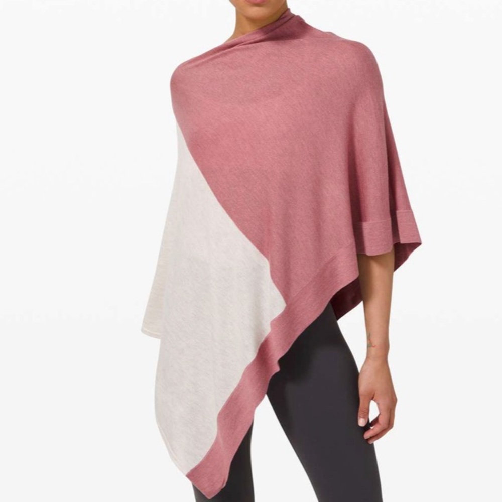 NWT Lululemon Yin Poncho Heathered Cherry Tint / Heathered Dune One Size - Picture 7 of 8